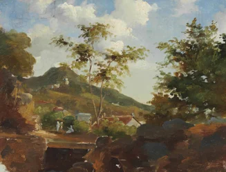 Dorf am Fuß einer Düne